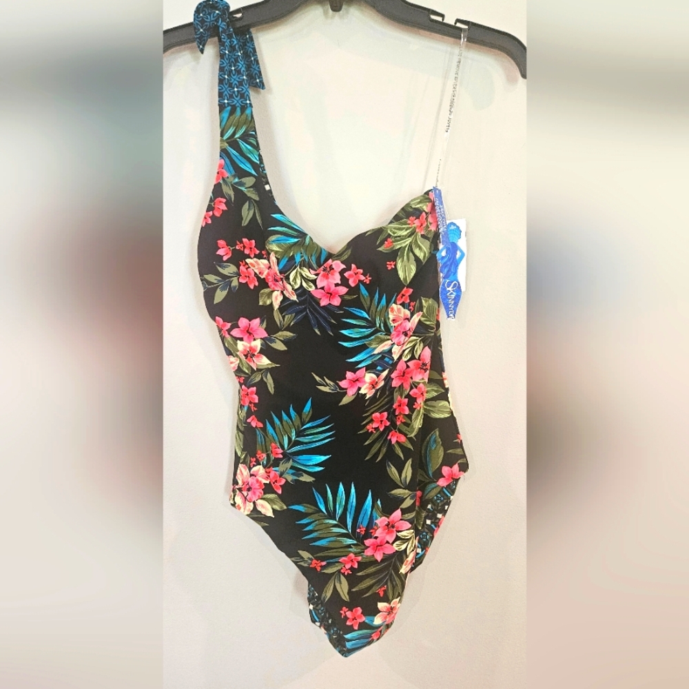 NWT‎ SkinnyDippers Miraclesuit Reversible Swimsuit: Black Multi: Size- Small